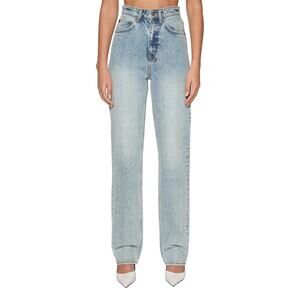 Ksubi Cotton Denim Playback Karma High Waist Straight Leg Jeans Blue Size 29